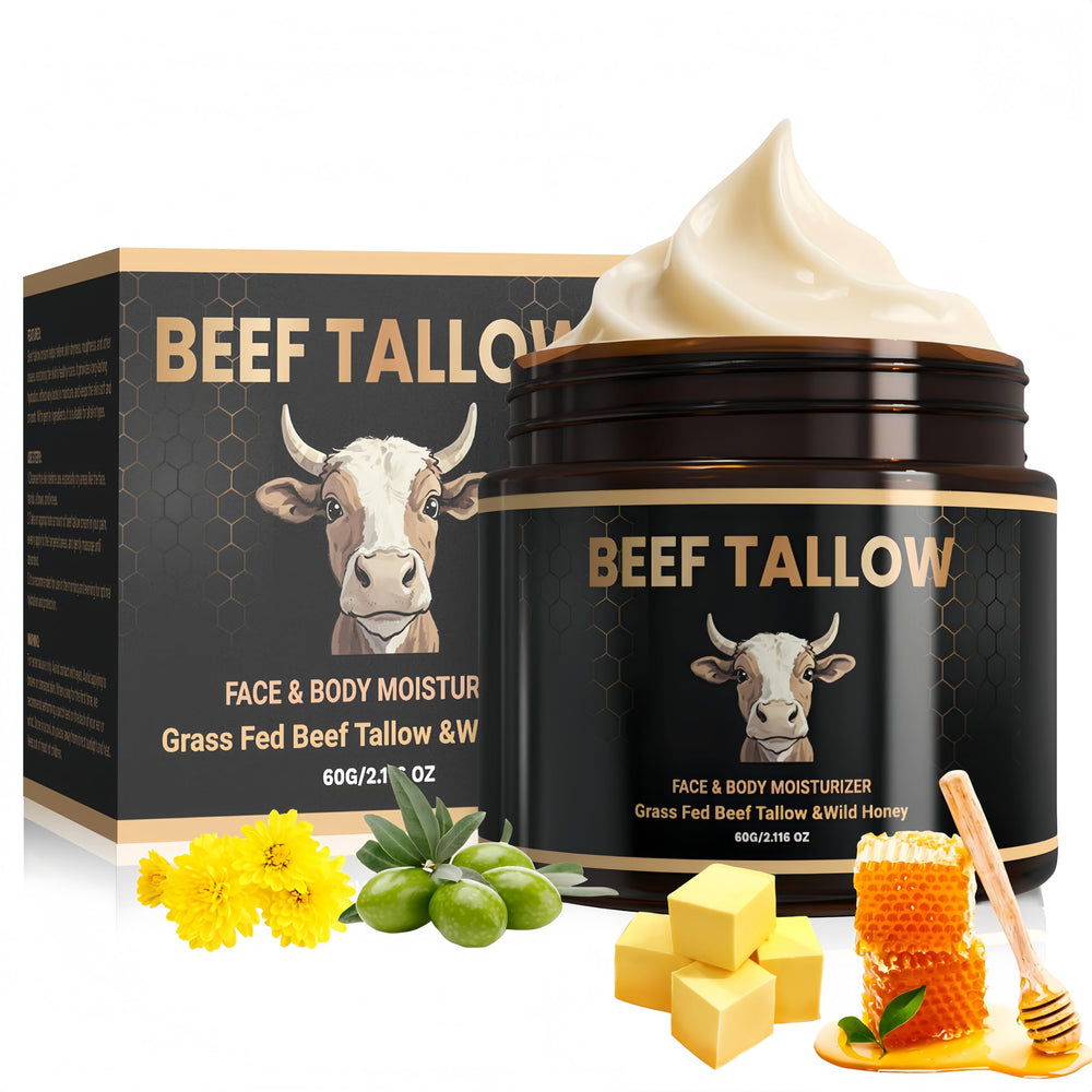 Seyoulala beef tallow face jar demonstrates rich facial hydration and nourishment.