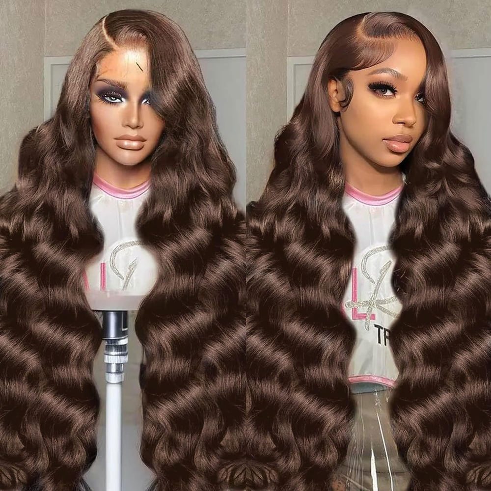 SFTNMEH 30 inch chocolate brown lace front wig with baby hair for natural look.