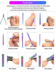 SFYDOM Rainbow Leather Case open shows organized 18-in-1 manicure set.