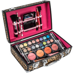 SHANY leopard interior organizer keeps cosmetics neatly arranged for travel.