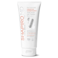 Shapiro MD Leave-in Conditioner bottle close-up highlighting potential thicker hair results