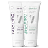 Shapiro MD Hair Growth Experts shampoo bottle demonstrates DHT-fighting formula for thinning hair.