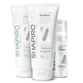 Shapiro MD Natural Hair Kit shampoo bottle close-up showing cleansing formula for thinning hair
