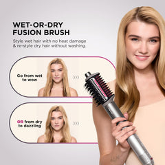 Shark FlexFusion scalp-shield demonstrates dermatologist-inspired protection during heat styling.