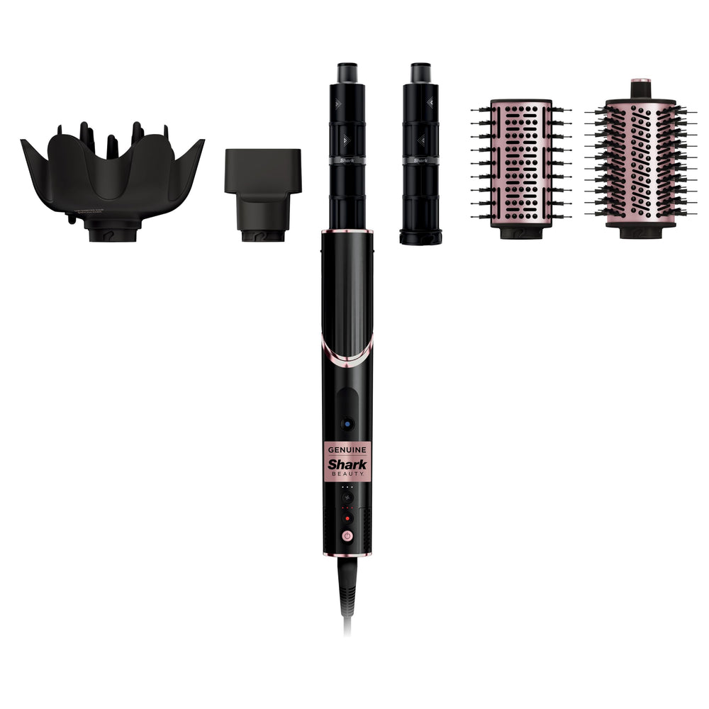 Shark FlexStyle dryer system shows portable, fast-drying power for on-the-go styling.