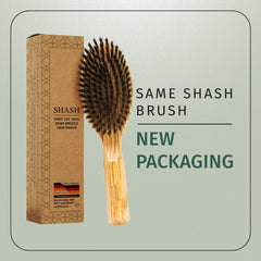 SHASH Everyday brush on damp hair showing ends-first technique to reduce tangles.