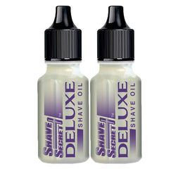 Shave Secret Deluxe Shaving Oil bottle pour for silky glide and reduced irritation.