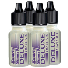 Shave Secret Deluxe Shaving Oil bottle showing smooth glide for a close shave