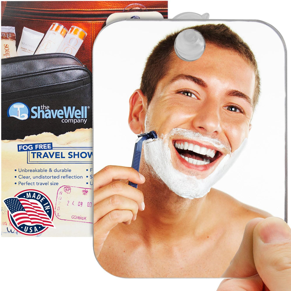 Shave Well travel anti-fog shaving mirror wall-mounted with reliable suction for fog-free shaving