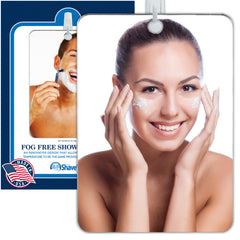 The Shave Well XL fogless mirror mounted on tiles for clear shaving visibility