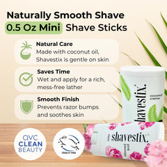 Shavestix pink peonies travel shaving stick with compact, spill-proof design.
