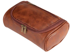 Shcnlery small toiletry bag with large main compartment keeps travel toiletries organized.