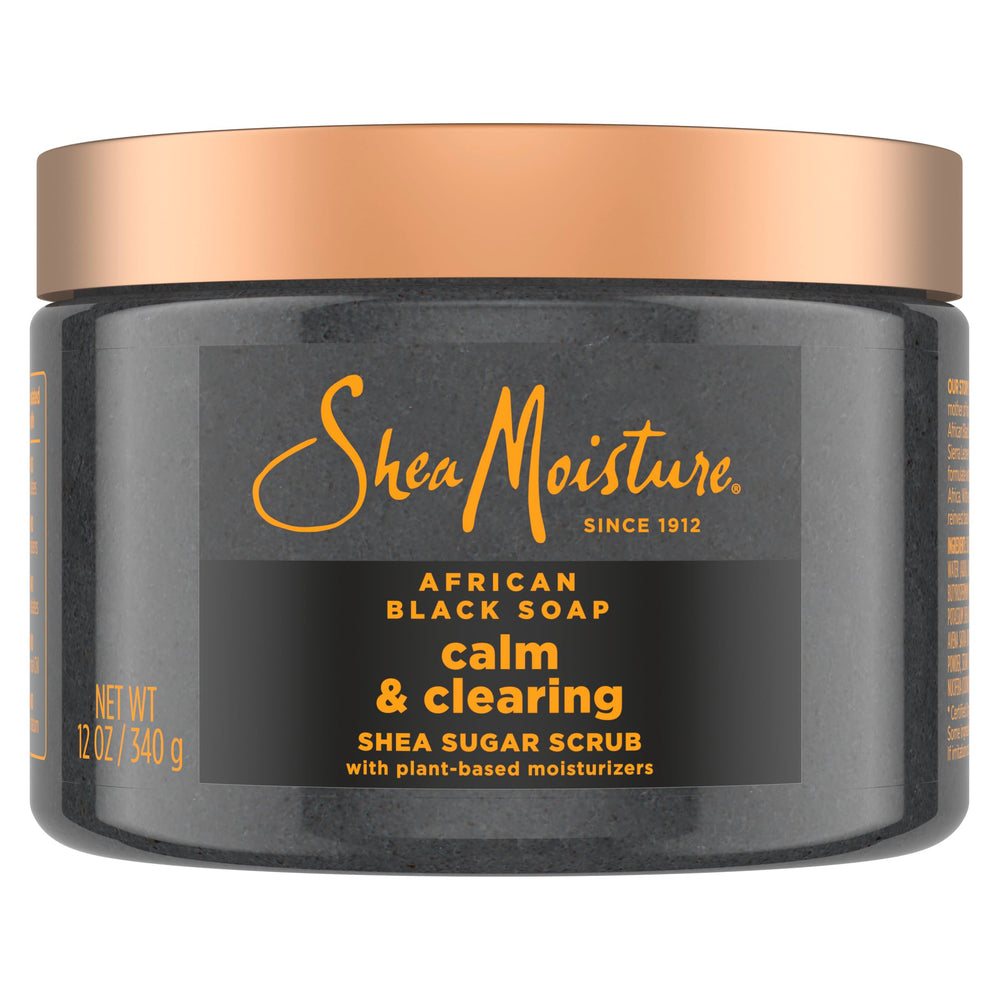 SheaMoisture African Black Soap sugar scrub bottle pours for smooth skin