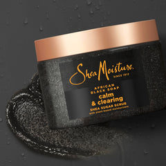 SheaMoisture African Black Soap sugar scrub in the shower for cleansing routines
