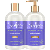 SheaMoisture anti-dandruff shampoo bottle with apple cider vinegar for scalp refreshment and relief.