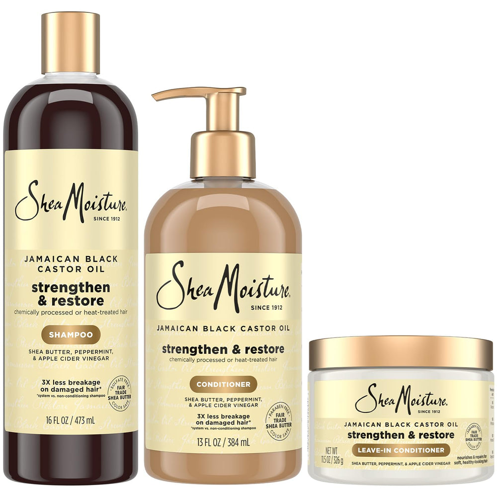 SheaMoisture Curly Bundle shampoo bottle highlighting peppermint for refreshed scalp
