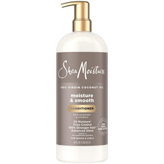 SheaMoisture Moisture & Smooth bottle with pump for easy application and frizz control.
