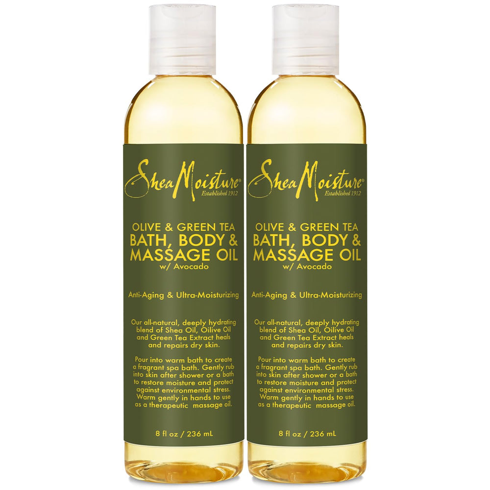 SheaMoisture Olive & Green Tea bath oil bottle for deep hydration