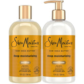 SheaMoisture Raw Shea Butter Shampoo bottle shows deep moisture for dry curls