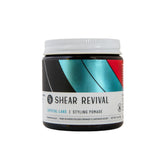 Shear Revival Crystal Lake pomade jar closeup showing natural finish for all hair types