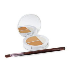 Sheer Cover Studio packaging compact holds concealers and highlighter for portable, on-the-go concealment.