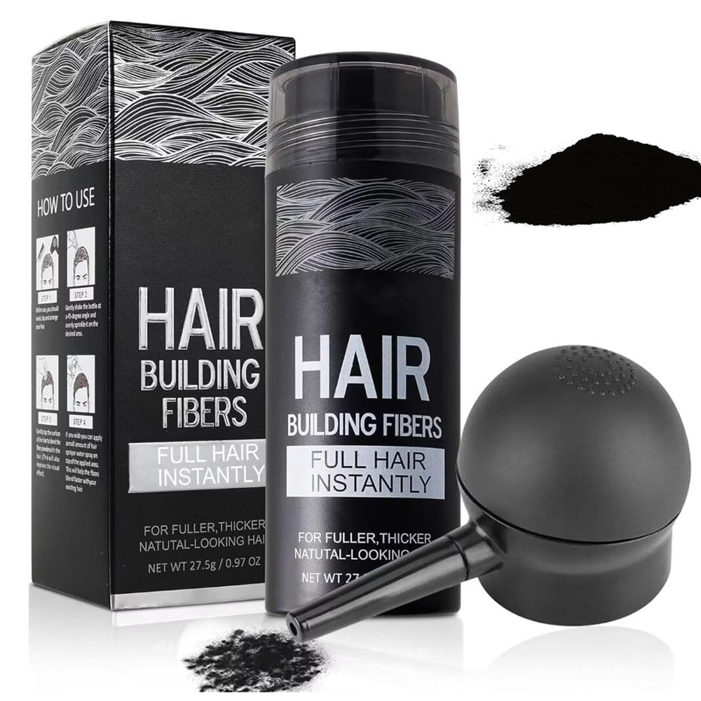 SHIFAKOU Hair Fibers spray-applicator bottle delivers precise coverage for thinning areas.
