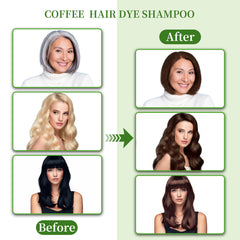 SHIHUANUO gray hair coverage swatches show natural coffee shade blending.
