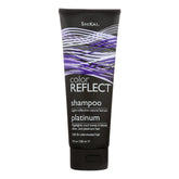 ShiKai Color Reflect Platinum Shampoo pour showing cool-tone shine for blonde and gray hair