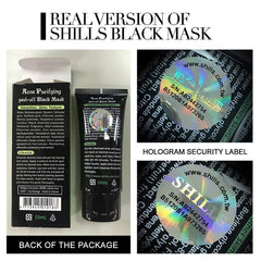 SHILLS charcoal mask close-up showing peeling action for deep cleansing