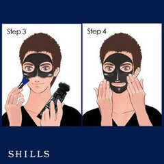 SHILLS charcoal mask packaging display with bamboo charcoal and natural ingredients