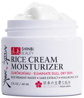 Shinbi Beauty rice cream jar close-up, showcasing rich hydration and soft glow