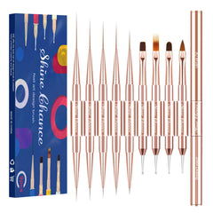 ShineChance nail art brush set rose-gold packaging for organized DIY manicures.