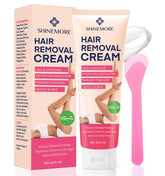 ShineMore intimate cream bottle and packaging for convenient at-home depilation.