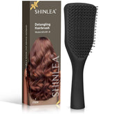 SHINLEA detangler brush with wave-soft bristles for gentle detangling and scalp massage.