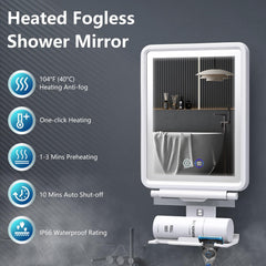 Shinowa shower mirror shows the included razor holder for convenient in-shower grooming.