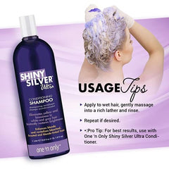 Shiny Silver Ultra Conditioner paired with shampoo for enhanced hydration.