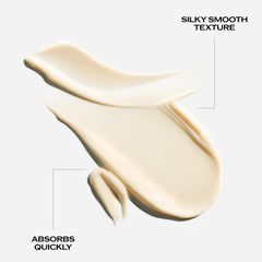 Shiseido Benefiance cream texture close-up showing silky, non-greasy 24-hour hydration.