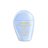 Shiseido Ultimate Sun Protector Lotion Mineral SPF 60+ bottle offers sheer mineral protection for face and body.