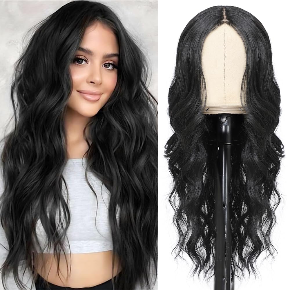 ShowCoco black wig 26inch lace close-up showing natural hairline for seamless daily wear.