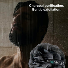 Shower Bouquet charcoal-infused scrubbers offer refreshing cleansing and gentle exfoliation.