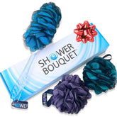 Shower Bouquet loofah-charcoal back-scrubber offers purifying exfoliation for a refreshed shower routine.