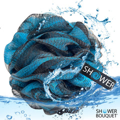 Shower Bouquet ribbon-handle loofah for easy drying after shower