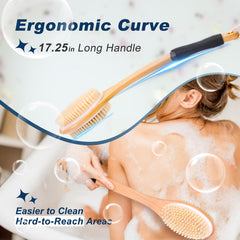 ShowEzily curved-handle ergonomic grip makes back cleaning comfortable and secure during showers.