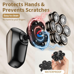 SHPAVVER 7D floating rotary heads adapt to contours for smooth, close shaves.