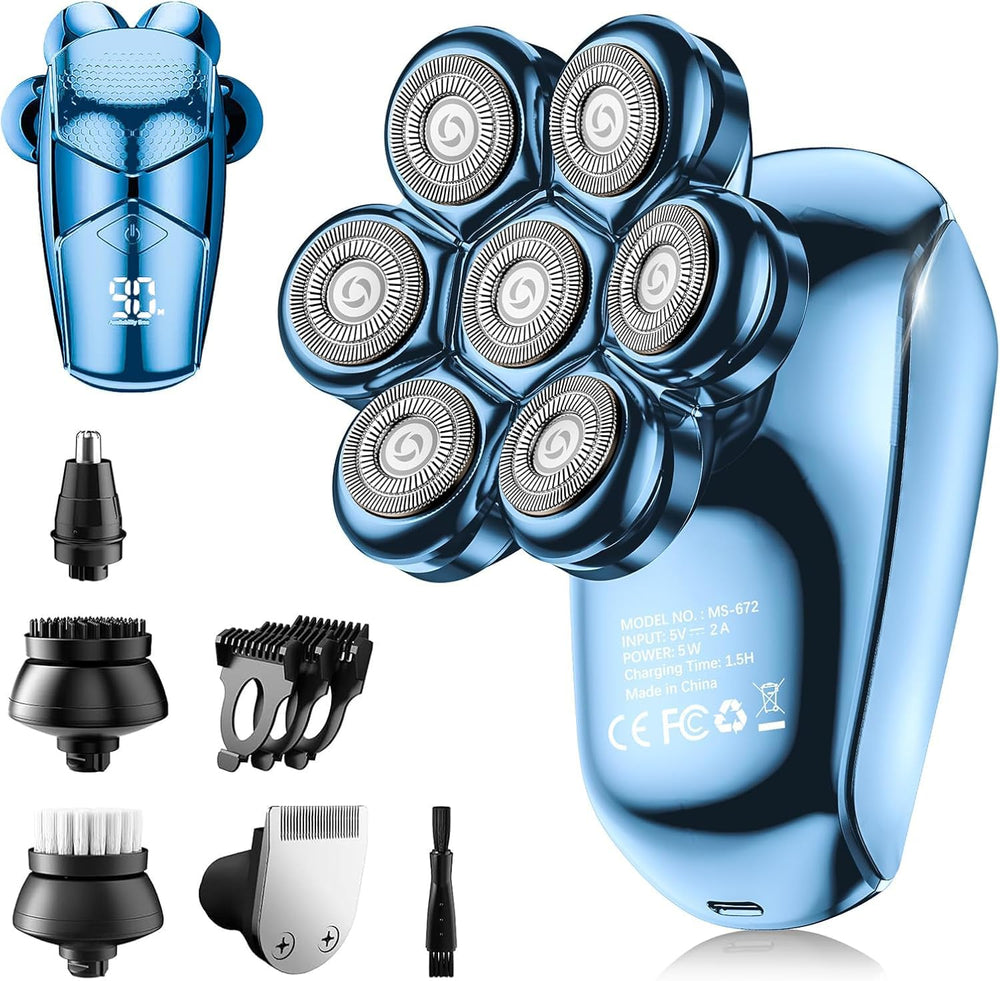 SHPAVVER head shaver 5in1 kit with multiple heads for a fast, smooth scalp shave.