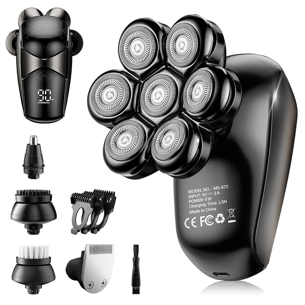 SHPAVVER head shaver 5-in-1 set for bald men enabling versatile daily grooming.