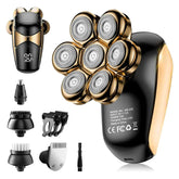 SHPAVVER head shaver front view in gold-black for a fast, close shave.