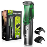 SHPAVVER Vacuum Beard Trimmer with internal compartment for mess-free grooming.
