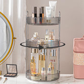Shuang Qing rotating makeup organizer in gray with 360-degree access for cosmetics