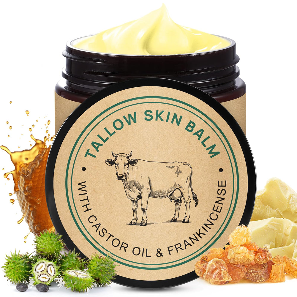 Shuangjia face balm tallow jar closeup highlights nourishing texture for dry skin